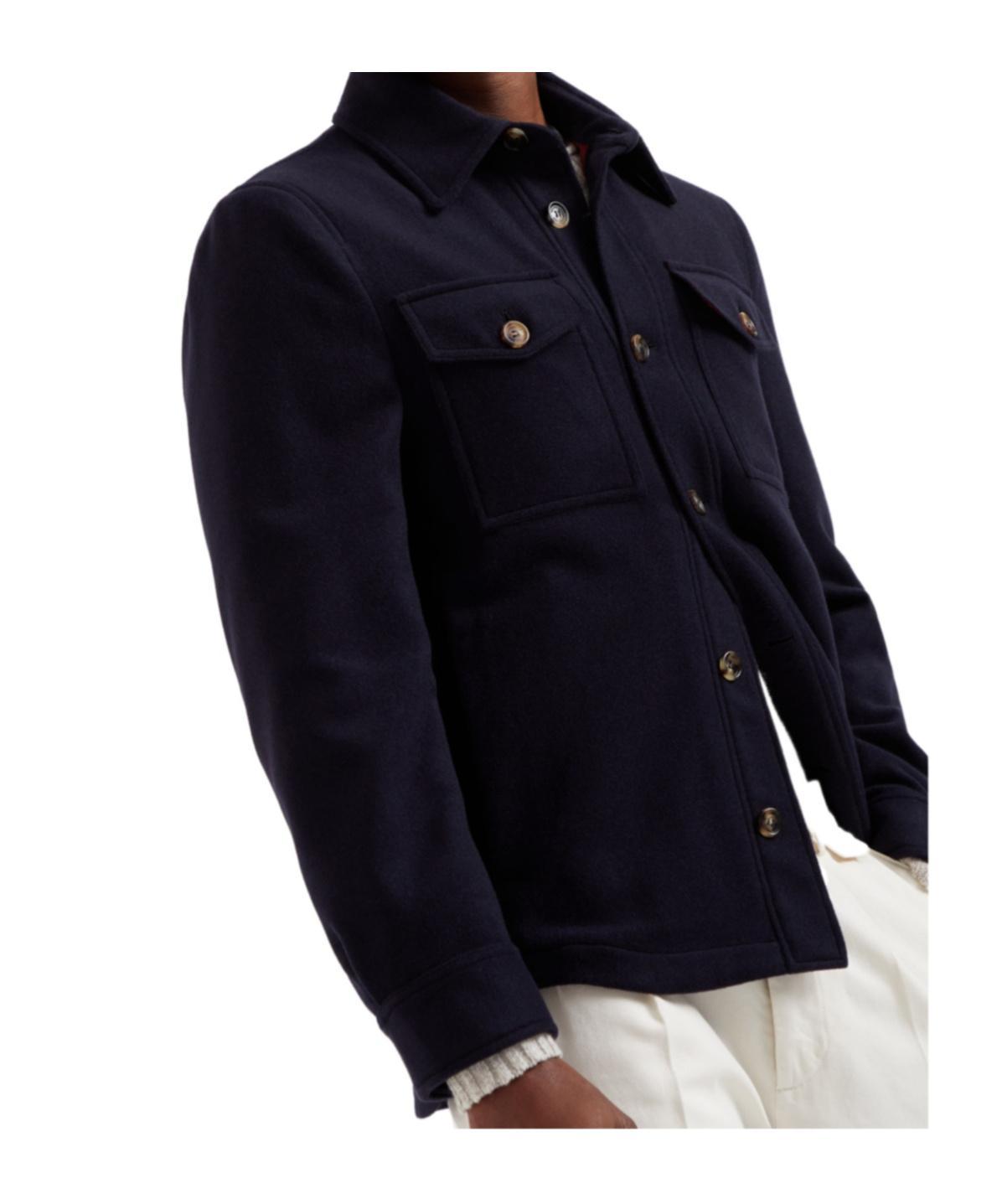 BRUNELLO CUCINELLI Long-sleeve Wool Shirt Jacket In Black Product Image