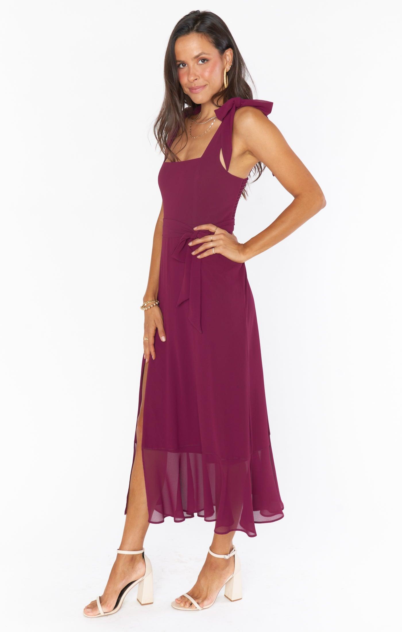 Claire Midi Dress ~ Merlot Chiffon Product Image