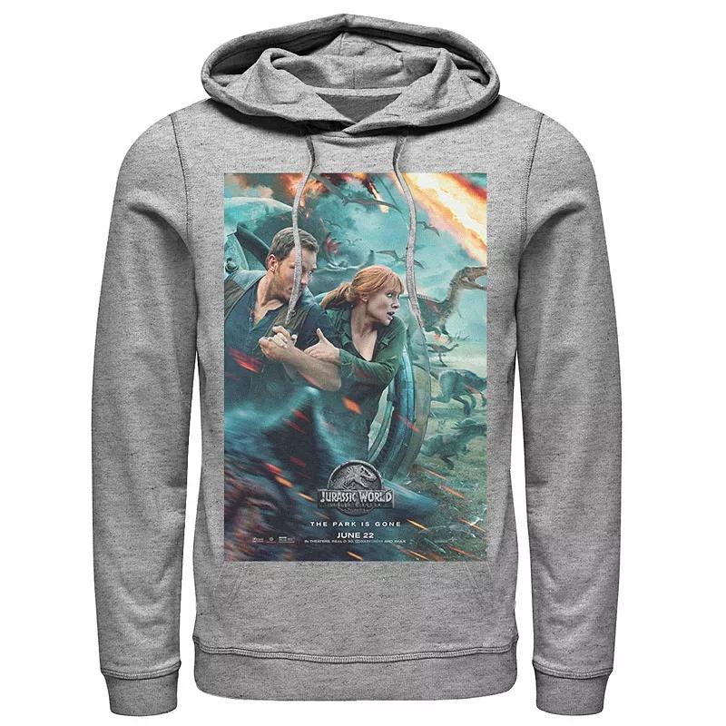 Men's Jurassic World Two Owen Claire Movie Poster Hoodie, Size: XXL, Blue Product Image