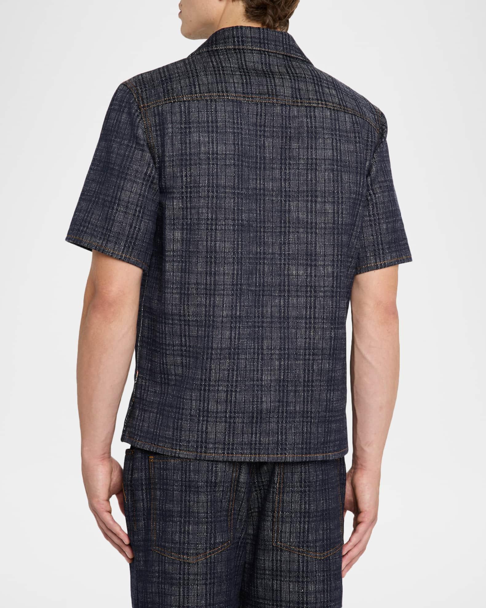 Men's Denim Check Short-Sleeve Shirt Product Image
