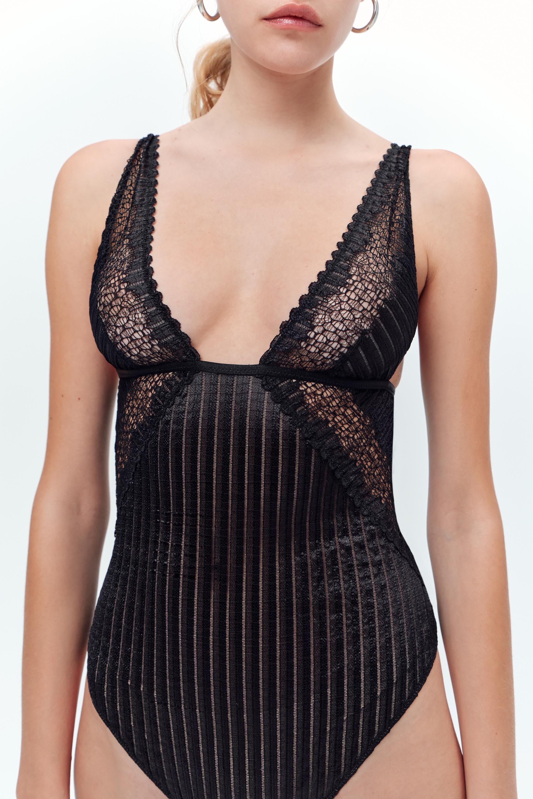 PLEATED LACE BODYSUIT Product Image