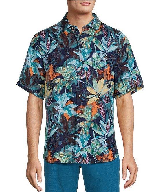 Tommy Bahama Sand/Fuego Palms Linen-Blend Short Sleeve Woven Shirt Product Image