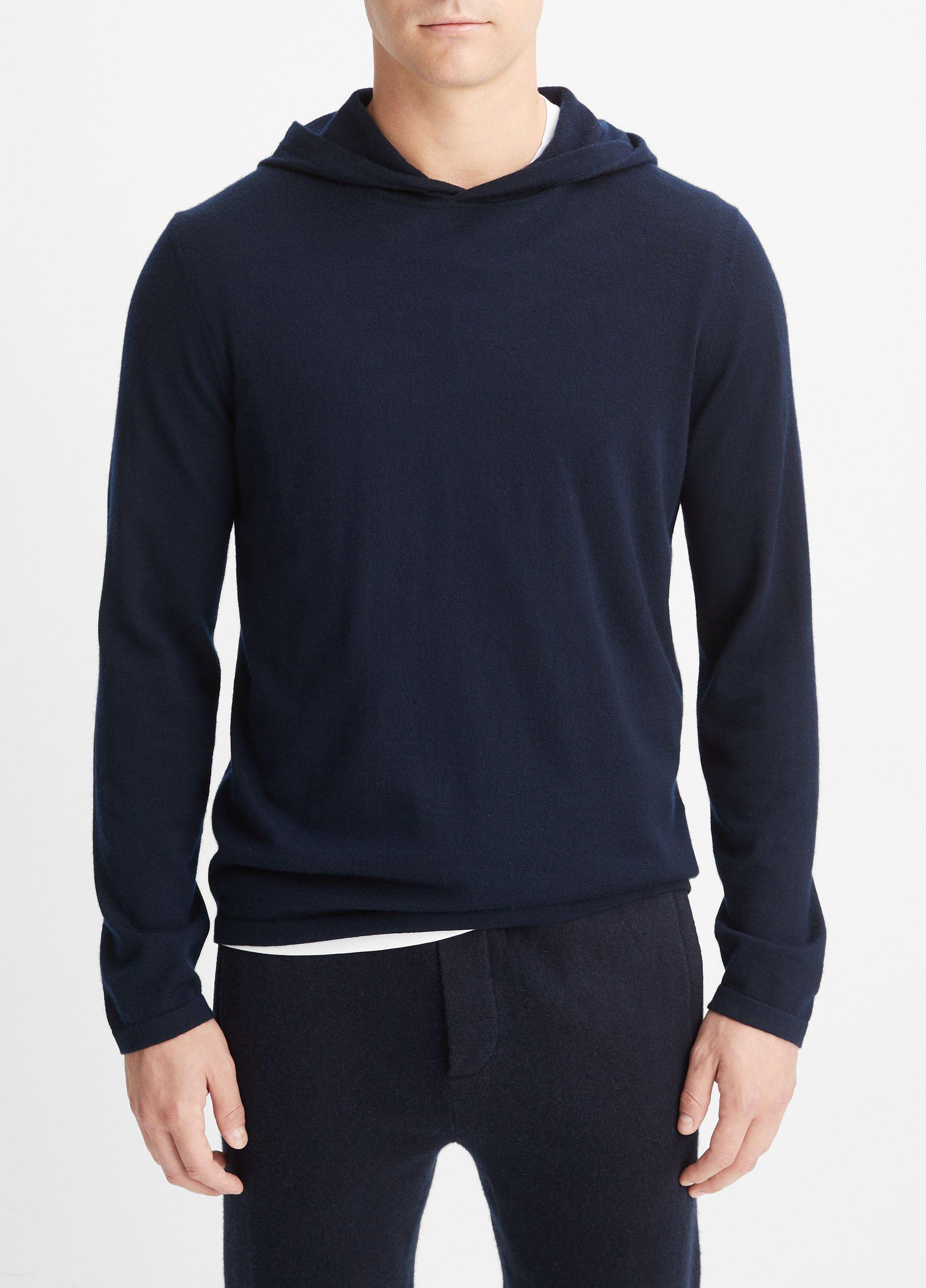 Mens Featherweight Wool Cashmere Pullover Hoodie, Heather White, Size XXL Vince Product Image