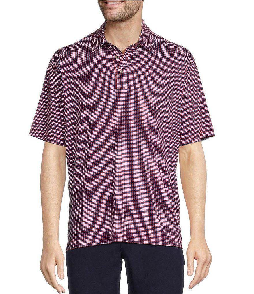 Roundtree & Yorke Performance Short Sleeve Plaid Polo Shirt Product Image