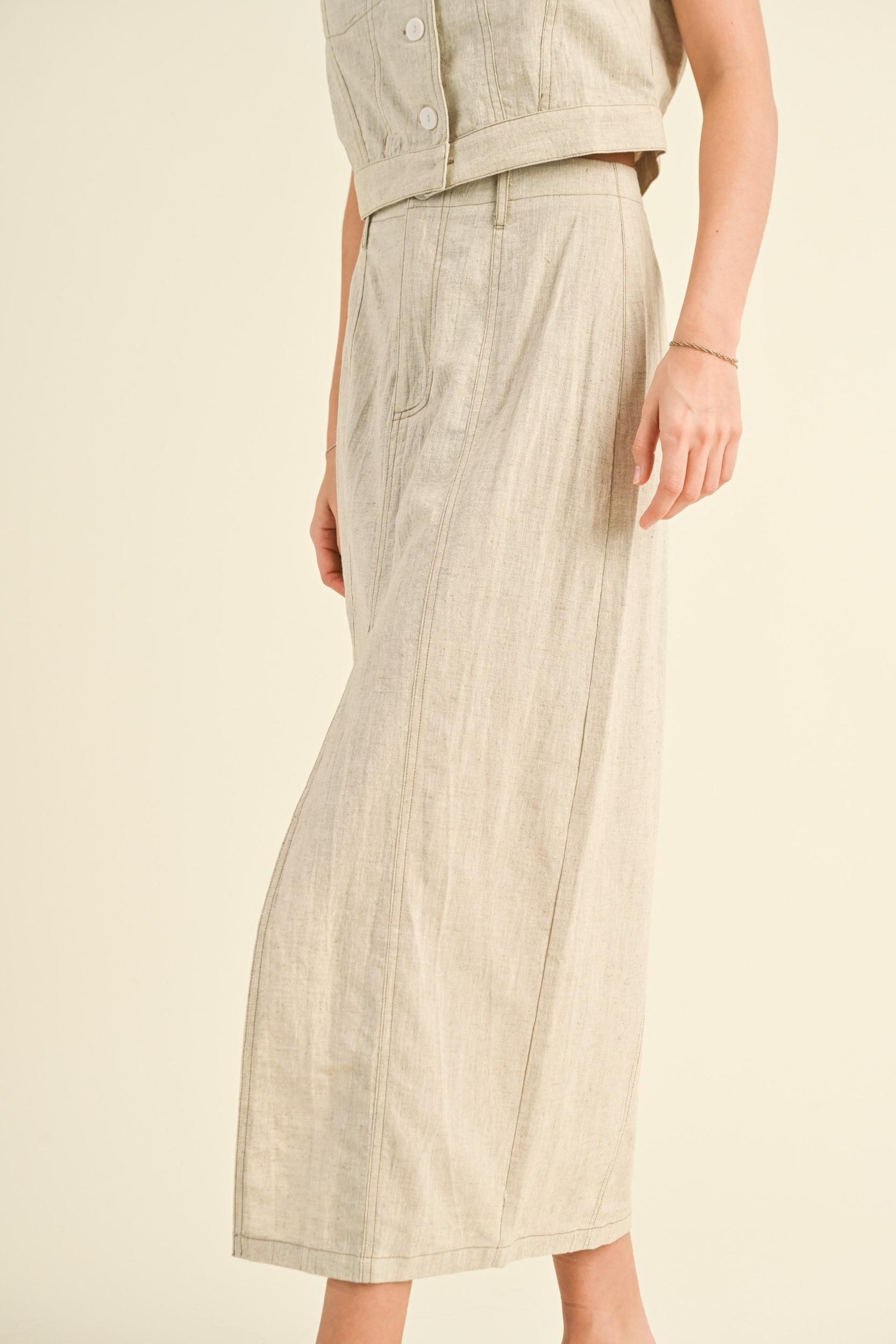 Linen Front Slit Maxi Skirt Product Image