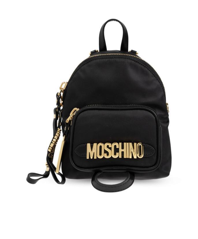 MOSCHINO Black Medium Logo Backpack Product Image