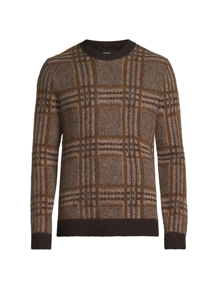 Mens Brushed Glen Plaid Crewneck Sweater Product Image