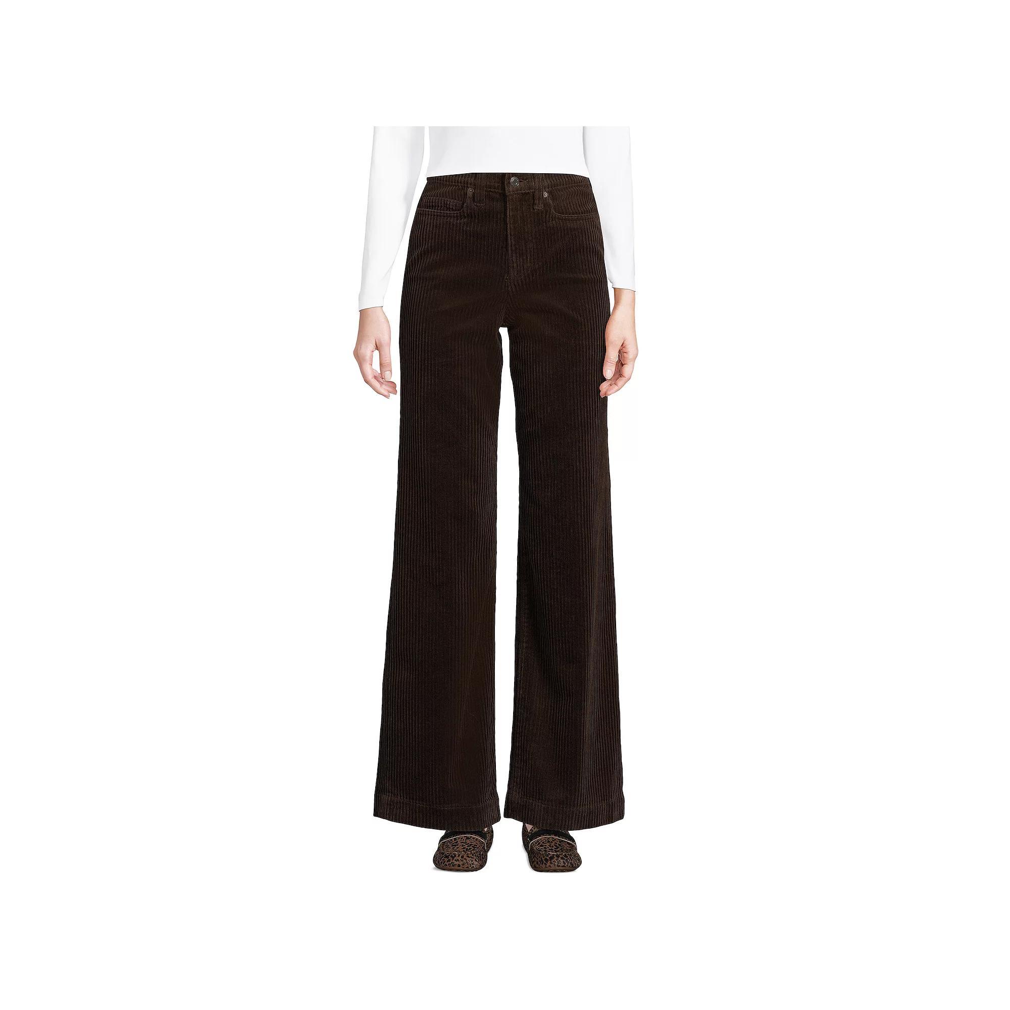 Women's Lands' End High Rise Wide Leg Corduroy Pants, Size: 16, Ivory Product Image