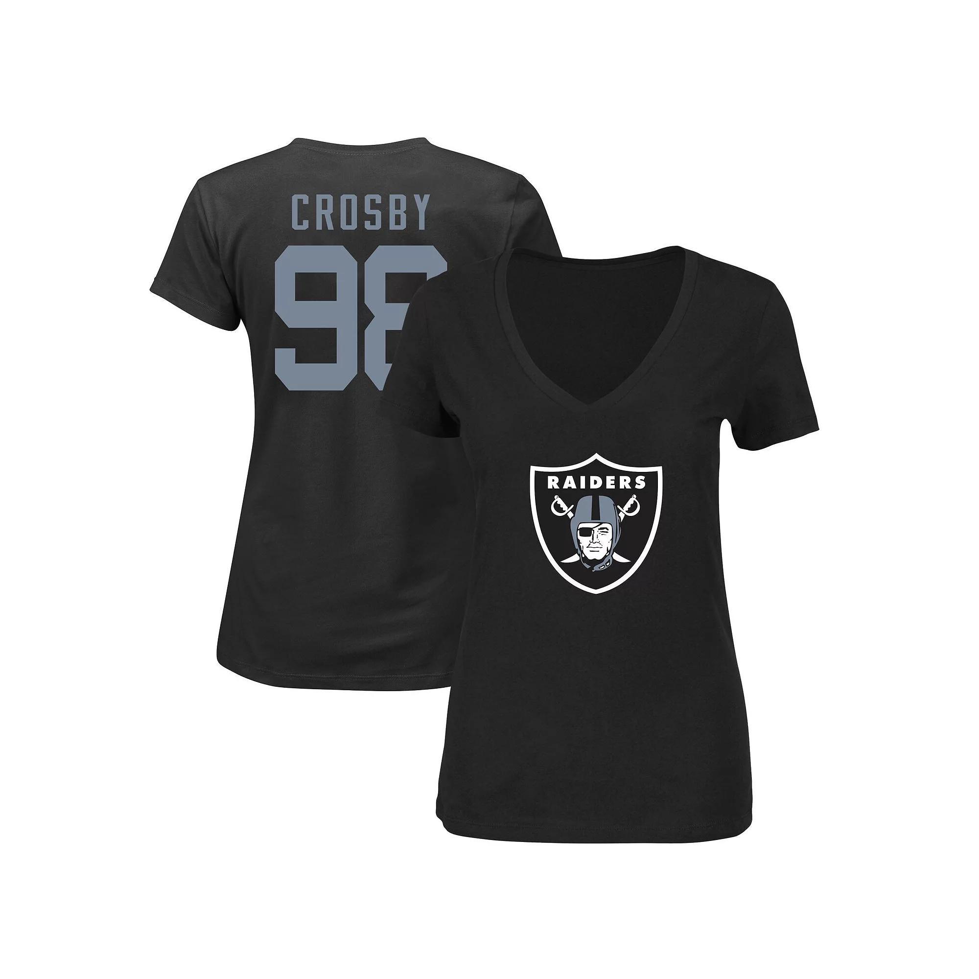 Women's Fanatics Branded Maxx Crosby Black Las Vegas Raiders Plus Size Player Name & Number V-Neck T-Shirt, Size: 2XL, Lvr Black Product Image