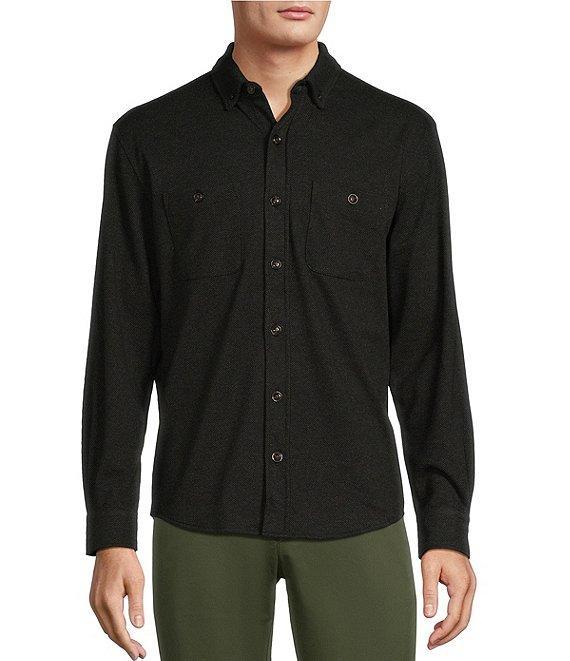 Roundtree & Yorke Long Sleeve Button Down Collar Solid Knit Button Front Shirt Product Image
