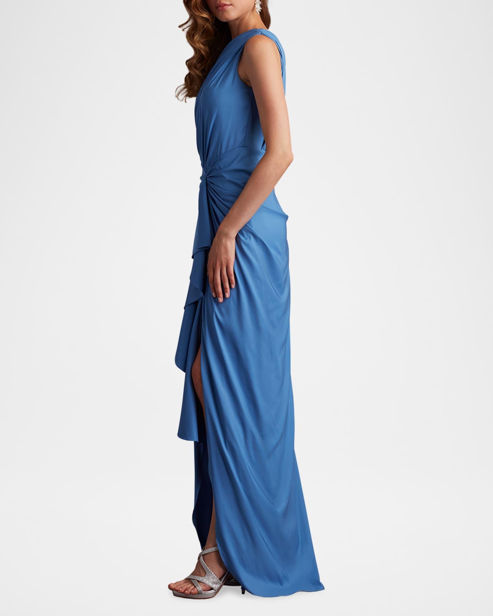 One-Shoulder Shirred Ruffle Gown Product Image