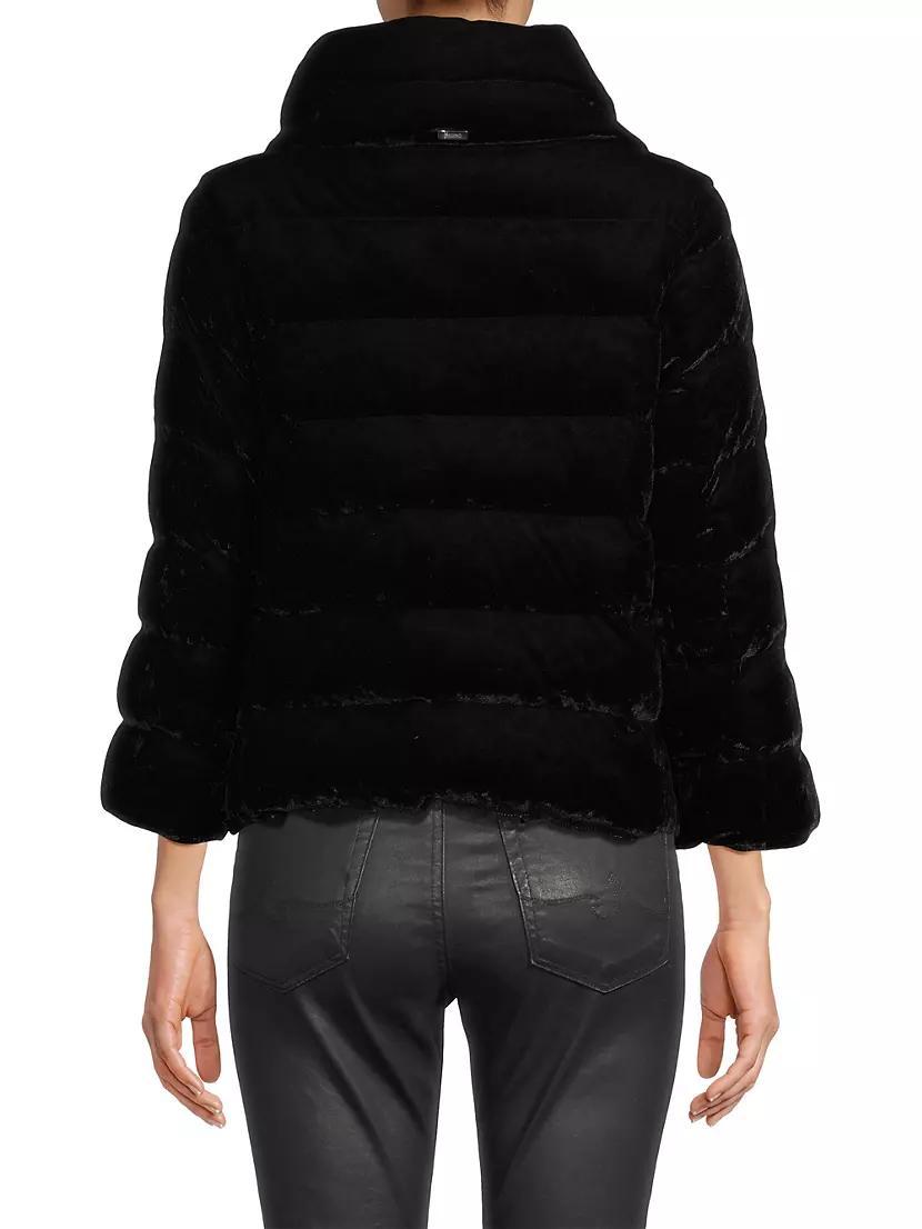 Marbled Velvet Down Puffer Jacket Product Image