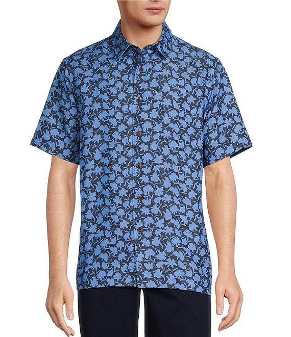 Roundtree & Yorke Short Sleeve Floral Print Sport Shirt Product Image
