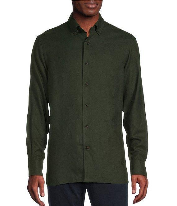 Cremieux Blue Label Solid Flannel Long Sleeve Woven Shirt Product Image