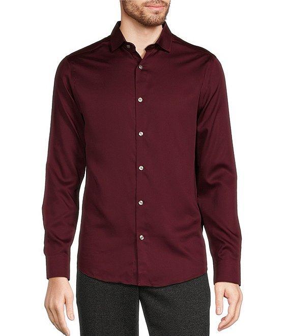 Murano Slim Fit Solid Sateen Long Sleeve Woven Shirt Product Image