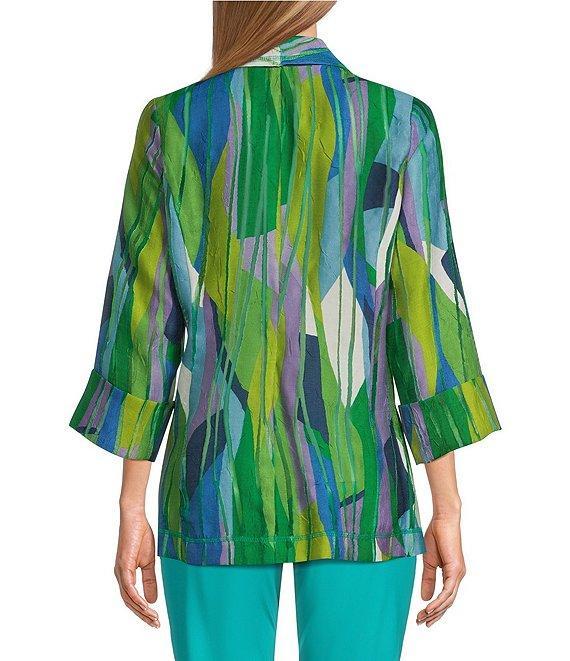 IC Collection Abstract Print Woven Waterfall Collar Bracelet Sleeve Jacket Product Image