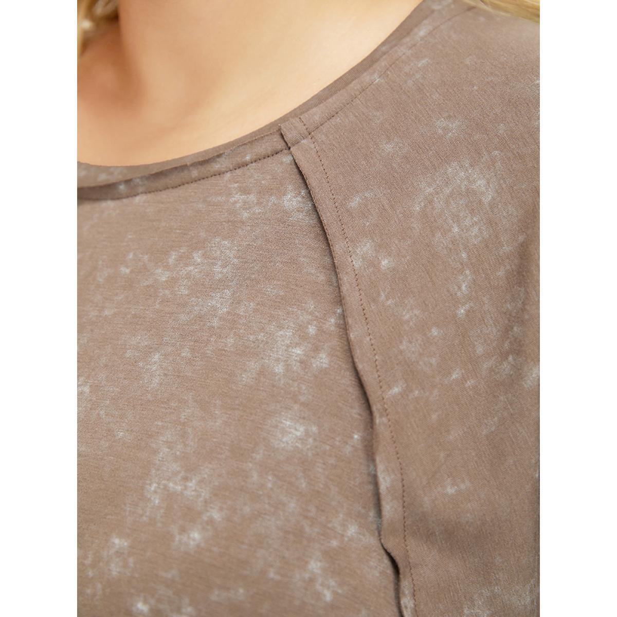 Plus Size Solid Round Neck Mesh Patchwork T-shirt Black Women Elegant See through Plain Round Neck Dailywear T-shirts BloomChic 30/6X Product Image