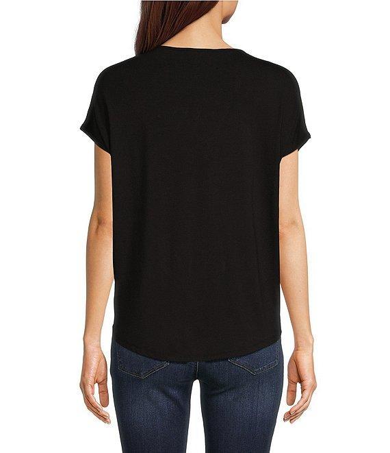 Gibson & Latimer Knit V-Neck Dropped Short Sleeve Shell Shirttail Tee Shirt Product Image