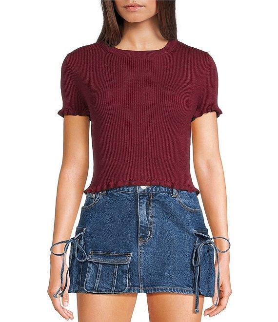 GB Short Sleeve Ruffle Trim Sweater Product Image