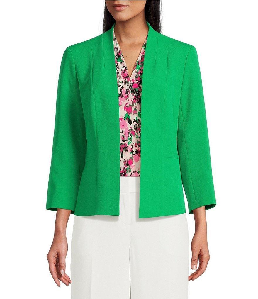 Kasper Petite Size Julia Open Front Front Collarless Stretch Crepe Blazer Product Image