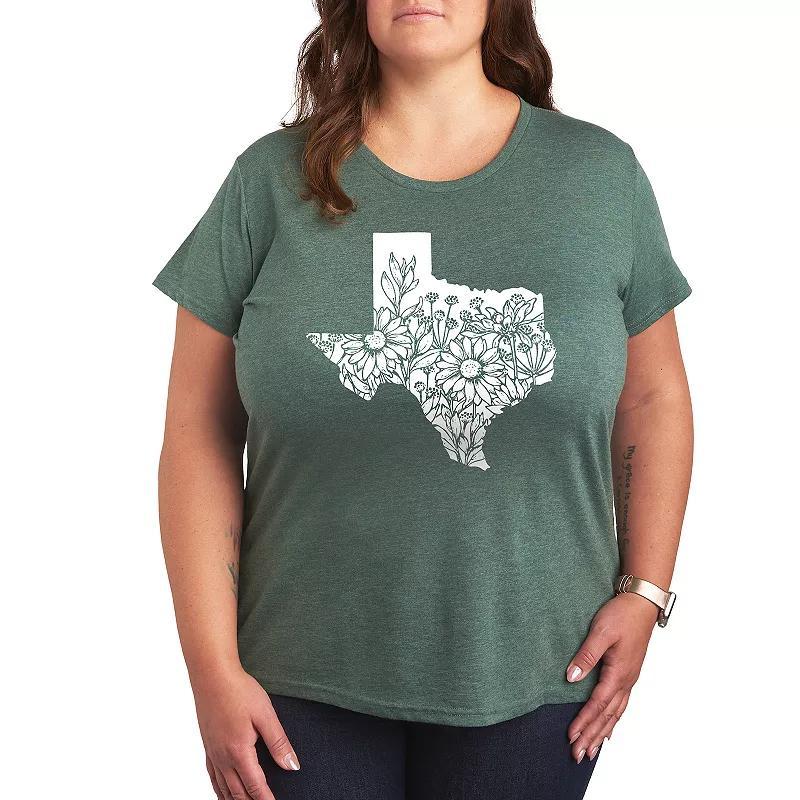 Plus Size Floral Texas Graphic Tee, Women's, Size: 3XL, Grey Green Product Image