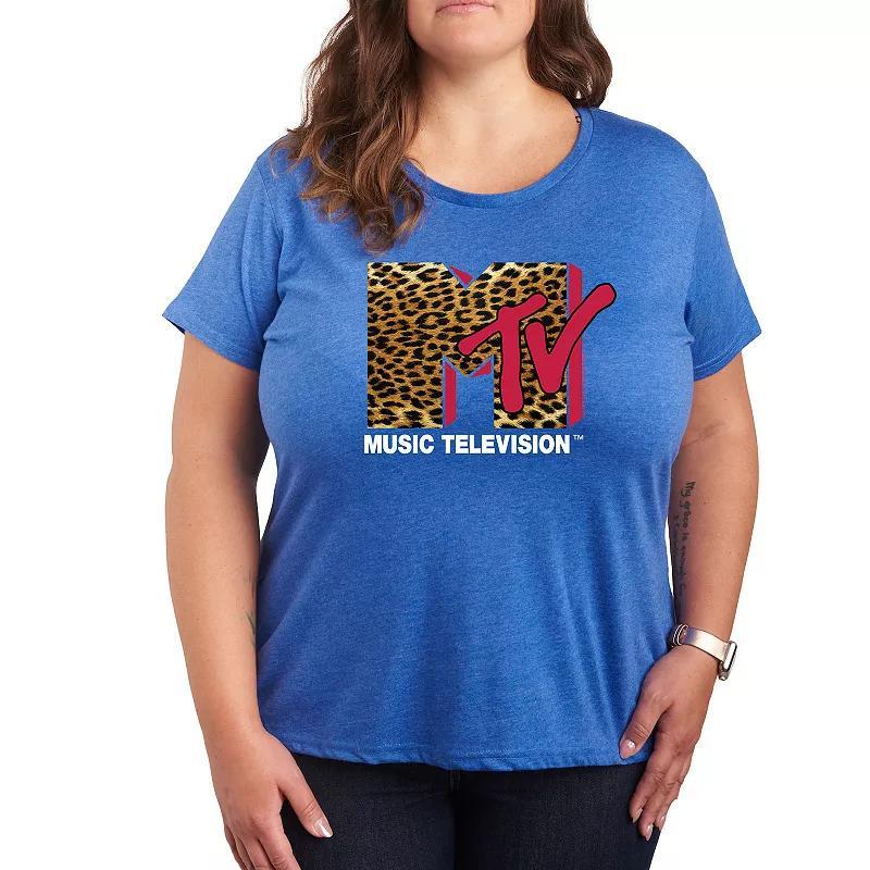 Plus Size MTV Leopard Print Logo Tee, Womens Product Image