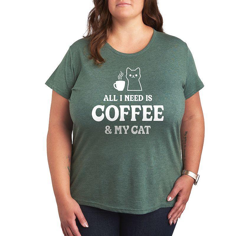 Plus All I Need Coffee Cat Graphic Tee, Women's,  Product Image