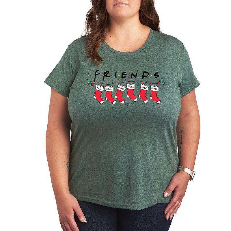 Plus Friends Christmas Stockings Graphic Tee, Women's, Size: 1XL, Grey Juniper Product Image