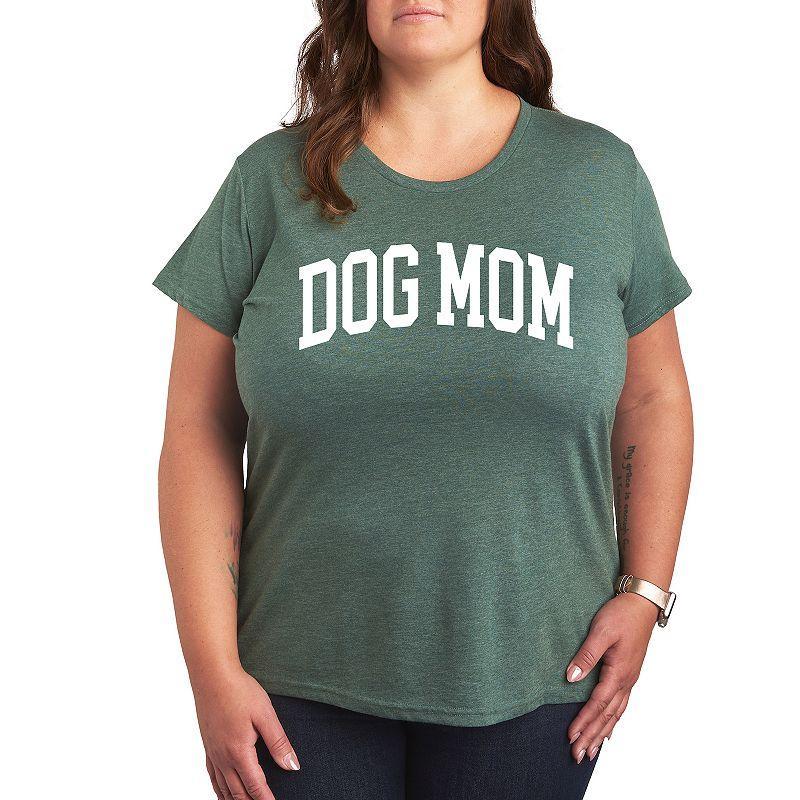 Plus Dog Mom Collegiate Graphic Tee, Womens Heather Grey Product Image