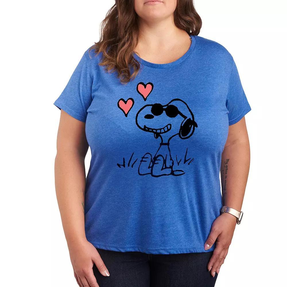 Plus Peanuts Snoopy Joe Cool Sitting Hearts Graphic Tee, Women's,  Product Image