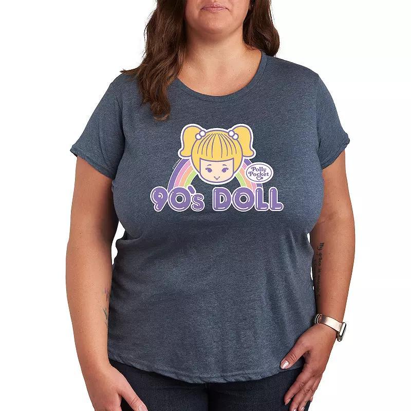 Plus Polly Pocket 90s Doll Graphic Tee, Womens Grey Green Product Image