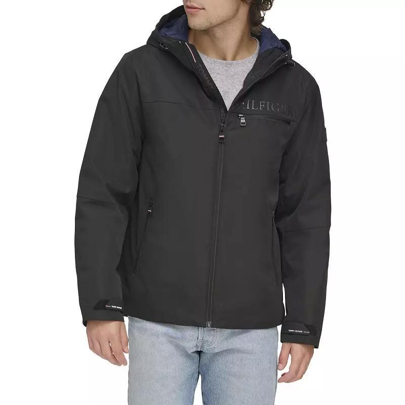 Men's Tommy Hilfiger Flex Tech Hooded Rain Jacket, Size: XXL, Blue Product Image