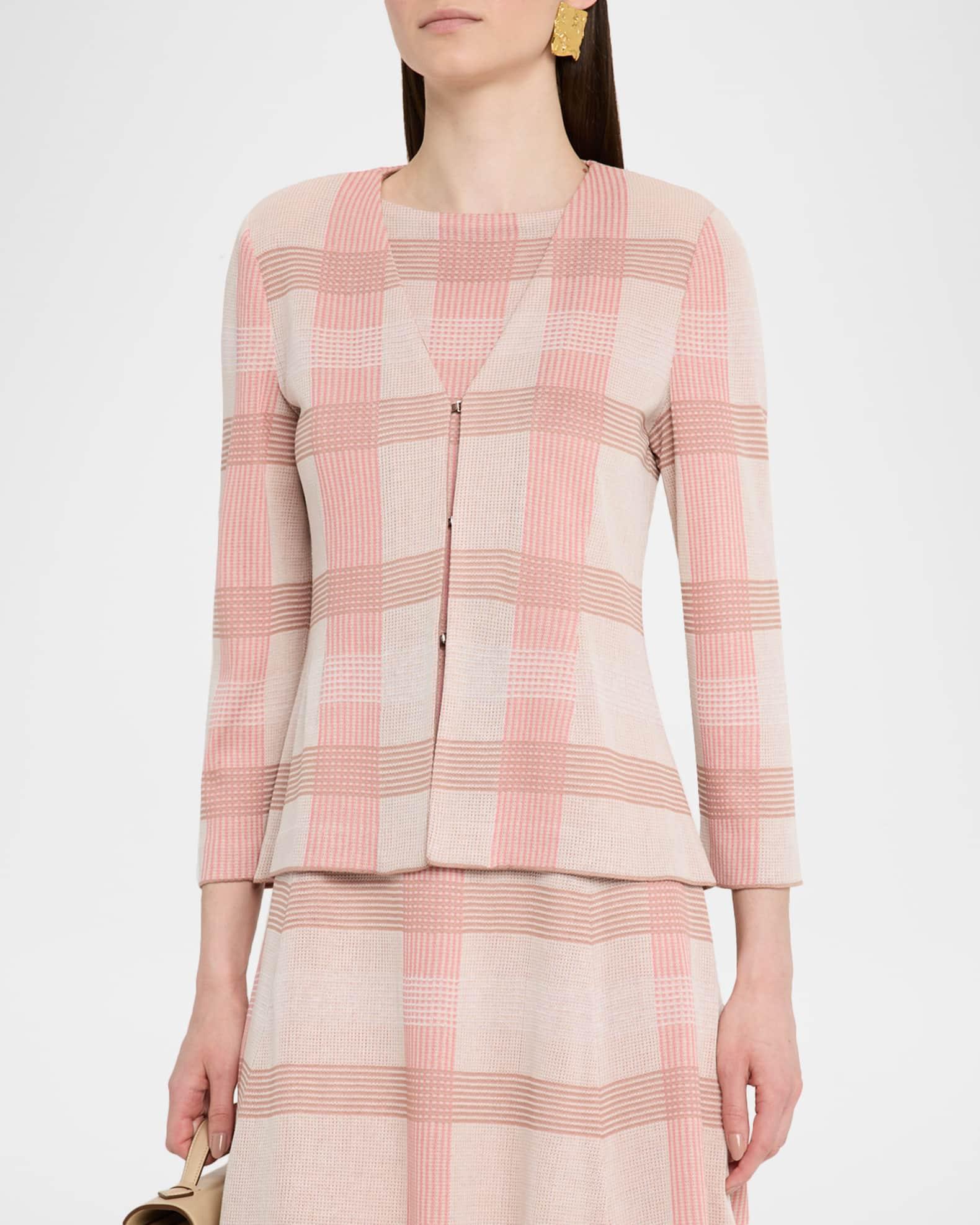 Tailored Plaid Knit Jacket Product Image