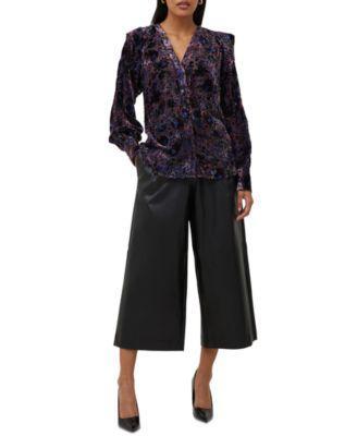 French Connection Womens Velvet Burnout Button-Front Top Product Image