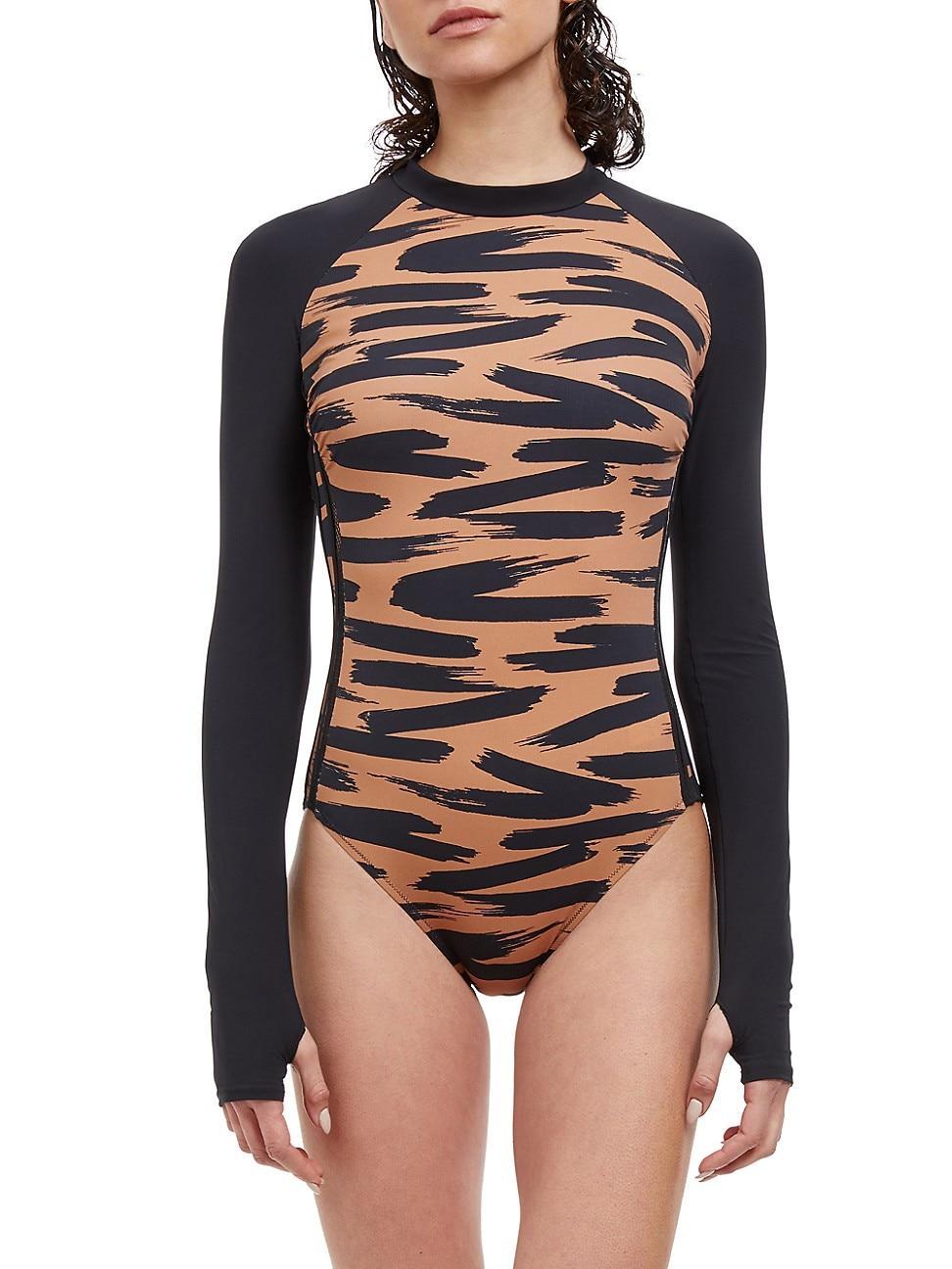 Womens Long-Sleeve One-Piece Swimsuit Product Image