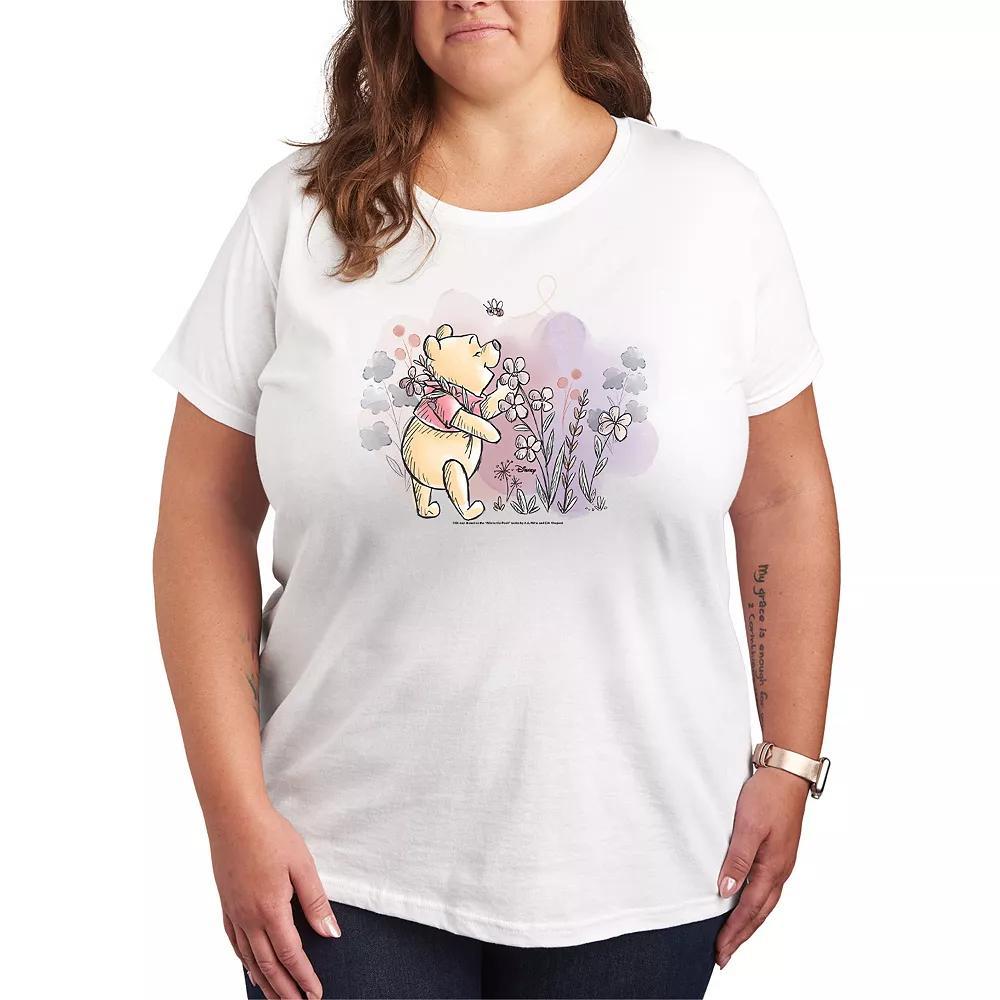 Disney's Winnie The Pooh Flowers Graphic Tee, Women's, Size: 4XL, White Product Image