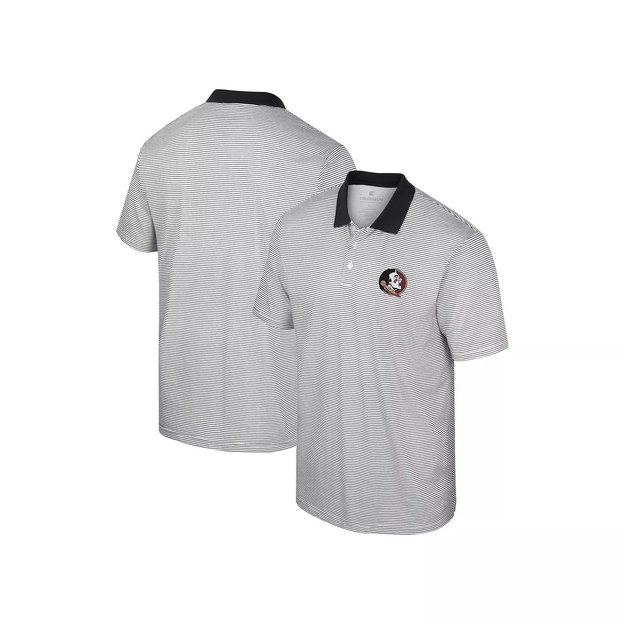 Men's Colosseum White/Black Florida State Seminoles Print Stripe Polo, Size: 3XL Product Image