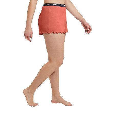 Hanes Originals Womens Rib Lounge Shorts, Lettuce Edge Red River Clay XL Product Image