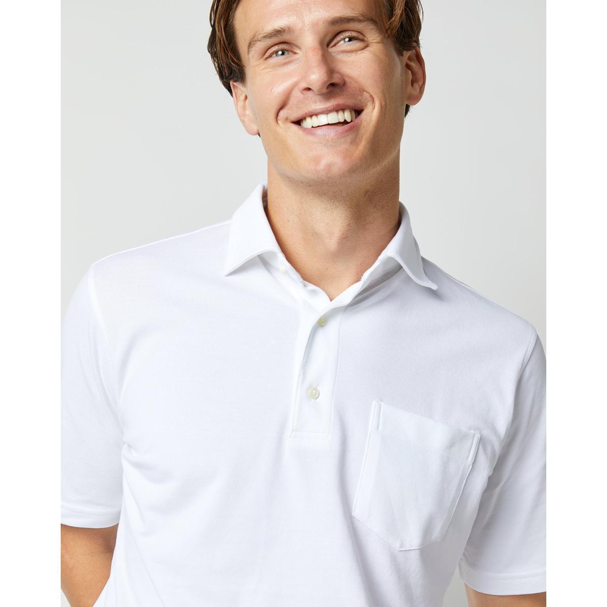 Short-Sleeved Polo White Pima Pique Product Image