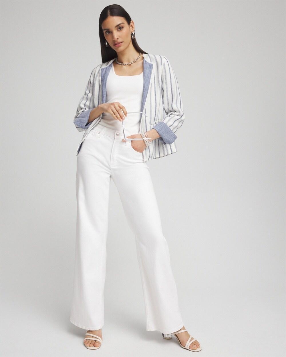 Stripe Linen Frayed Jacket Product Image