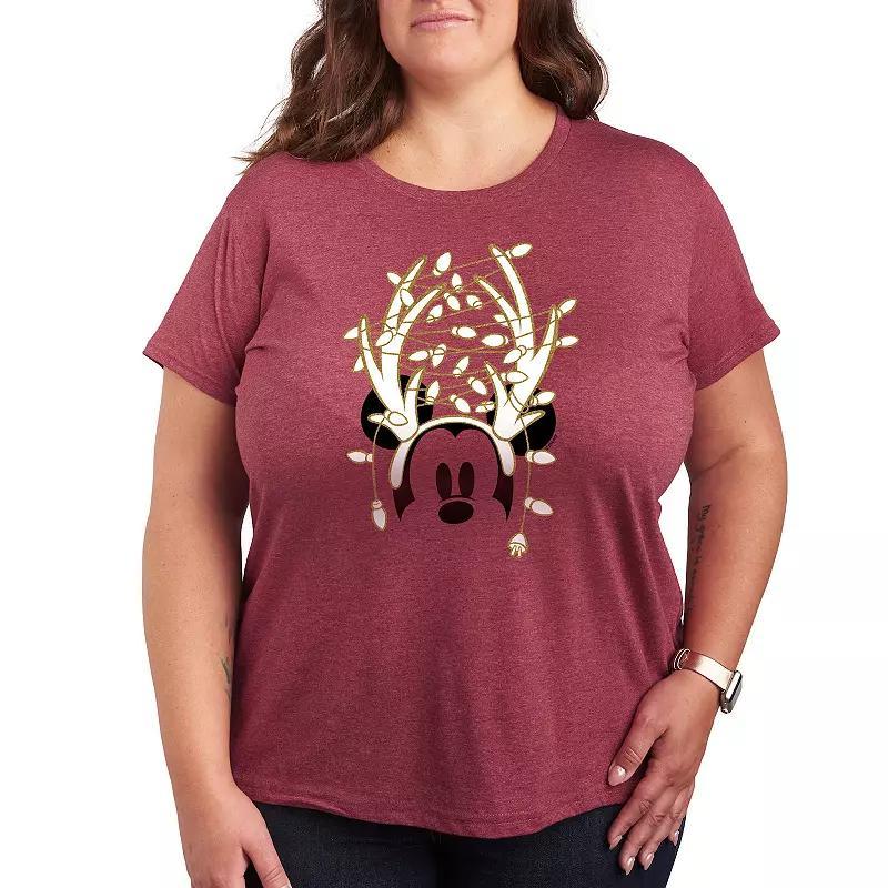 Disney's Mickey Mouse Plus Antlers Gold Glitter Graphic Tee, Women's,  Product Image