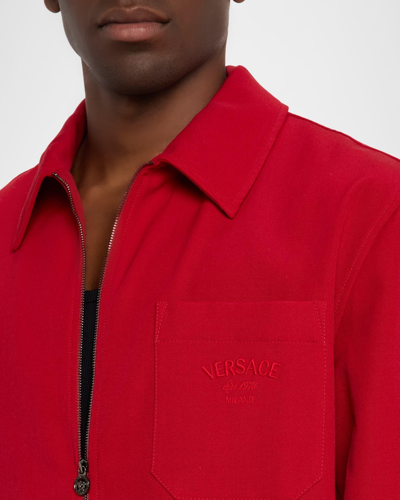 Men's Wool Logo Stamp Full-Zip Shirt Jacket Product Image
