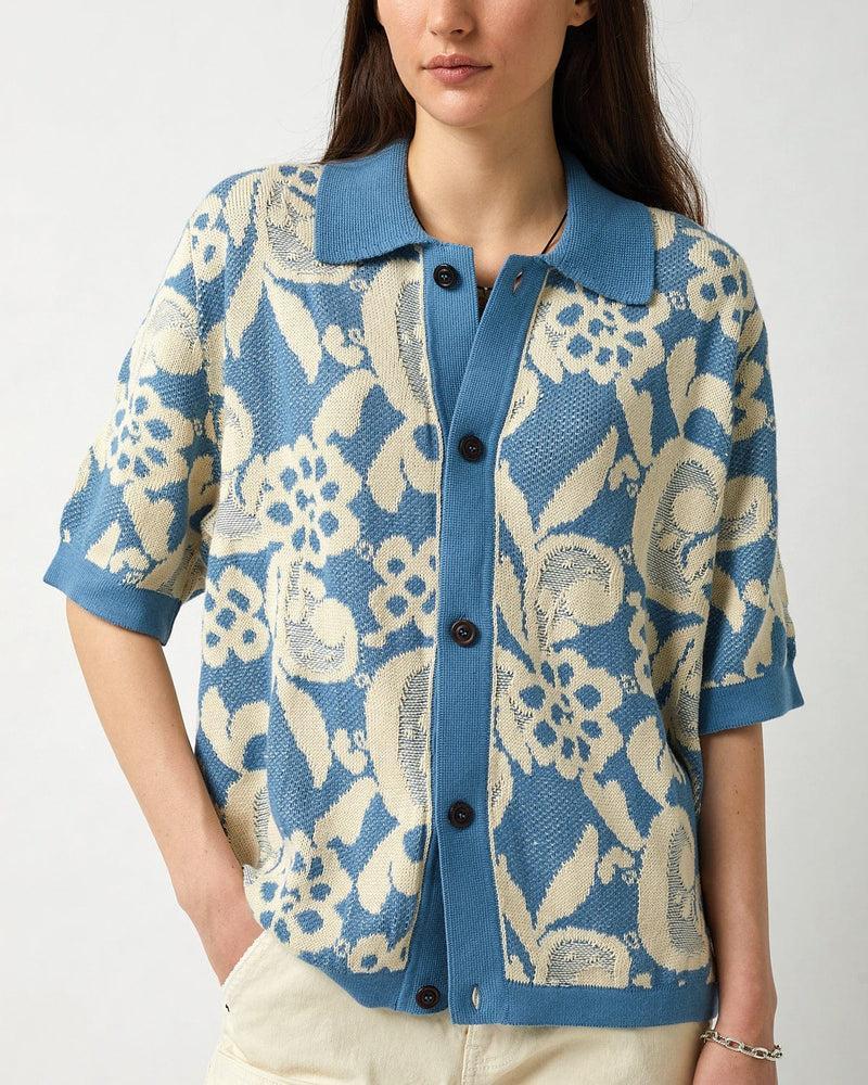 Floral Jacquard Buttondown - Blue Product Image