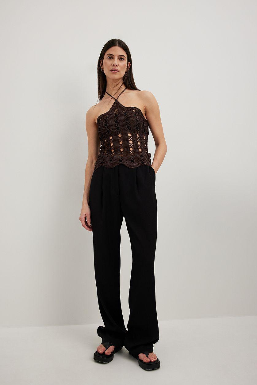 Hole Knitted Halterneck Top Product Image