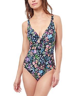 Womens Flora V-Neck One-Piece Swimsuit Product Image