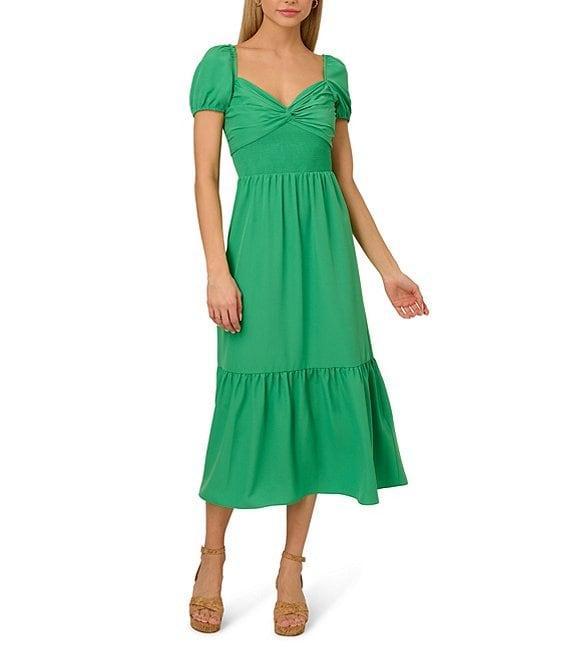 Adrianna by Adrianna Papell Sweetheart Neck Short Sleeve Twist Front Midi Dress Product Image