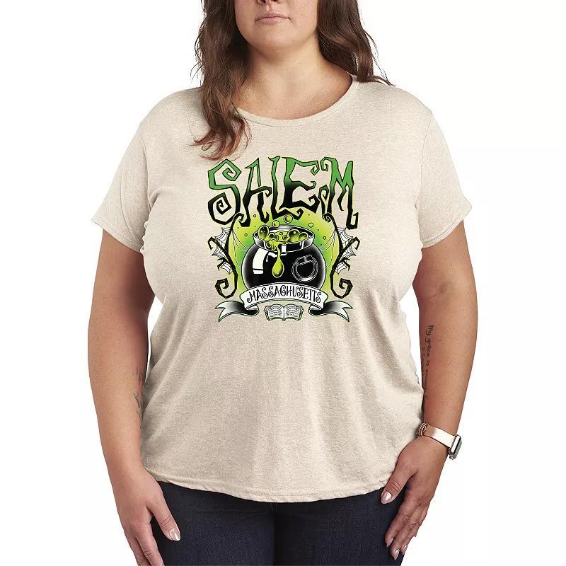 Plus Size Salem Witchy Collegiate Graphic Tee, Women's, Size: 3XL, Grey Gray Product Image