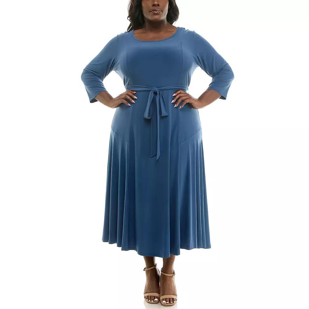 Plus Size Nina Leonard Sylvia Midi Dress, Women's, Size: 2XL, Blue Moon Product Image