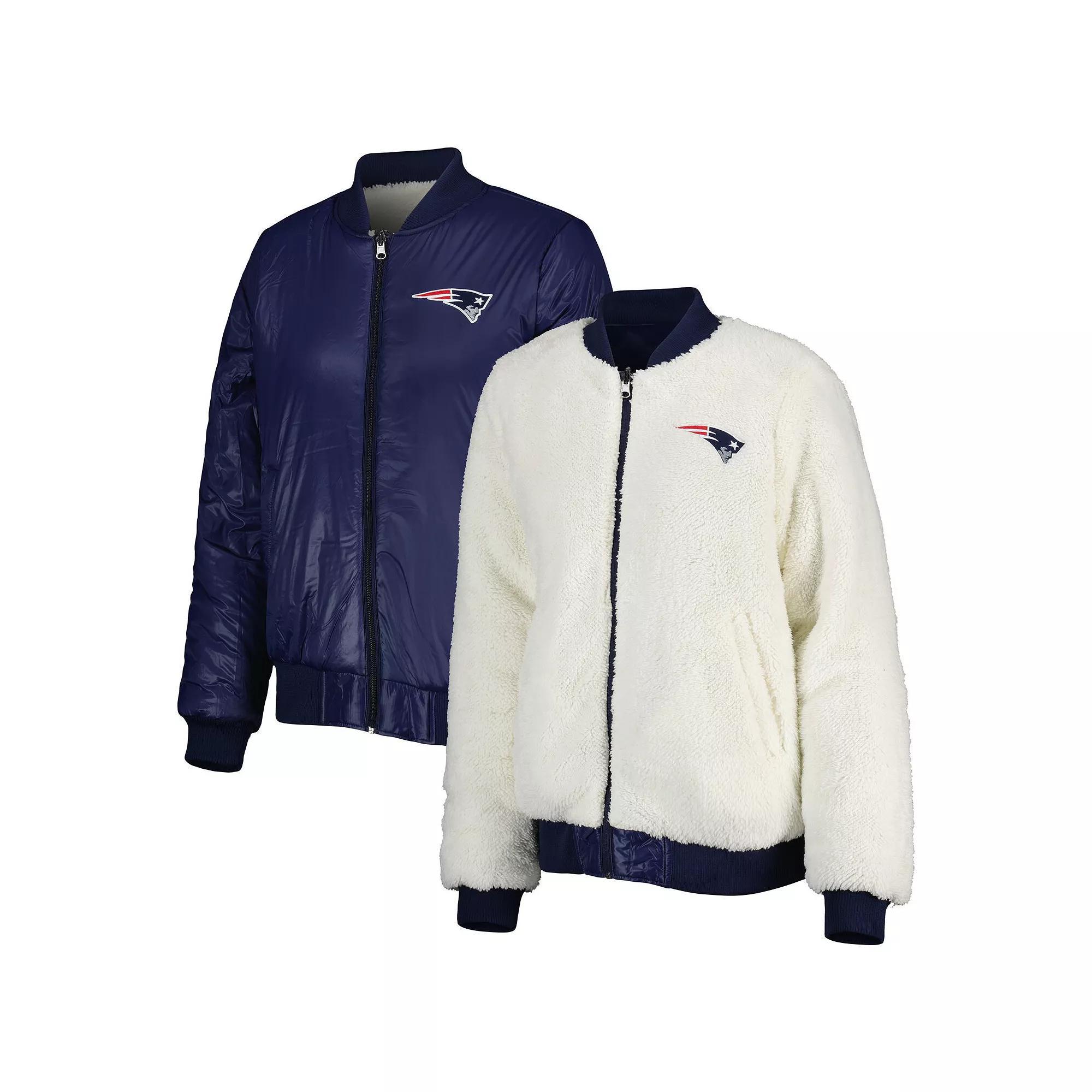 Women's G-III 4Her by Carl Banks Oatmeal/Navy New England Patriots Switchback Reversible Full-Zip Jacket, Size: Large, Team Product Image