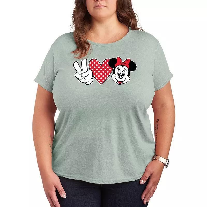Disney's Minnie Mouse Plus Peace Love Graphic Tee, Women's,  Product Image